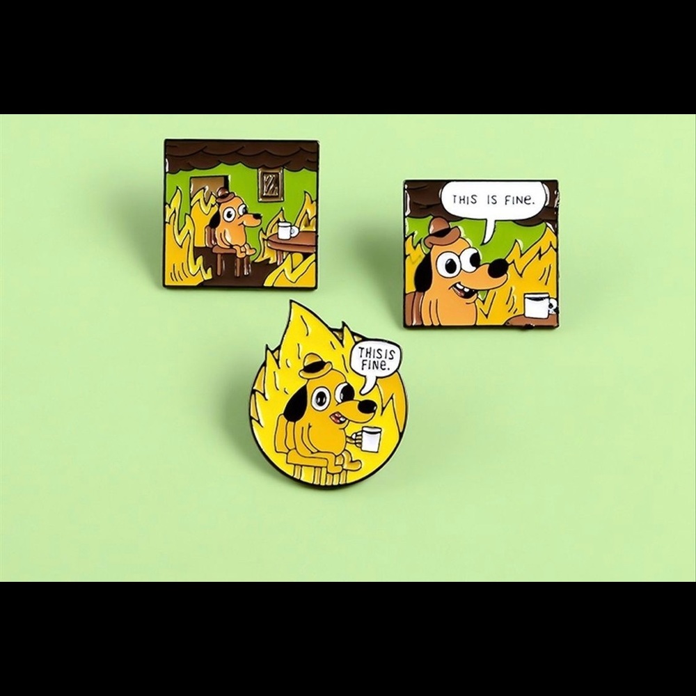 “ ⭐️ THIS IS FINE” Fire Dog Pin - Picture 5 of 10